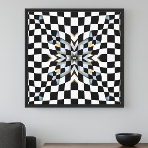 Zwart-wit modern abstract schaakbord canvas afdruk