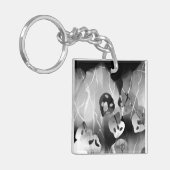 Zwart-wit, modern Abstract Sleutelhanger (Voorkant Links)