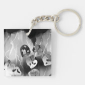 Zwart-wit, modern Abstract Sleutelhanger (Achterkant)