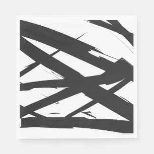 Zwart & Wit Modern Abstracte Kunst Lijn Decoratie Servet