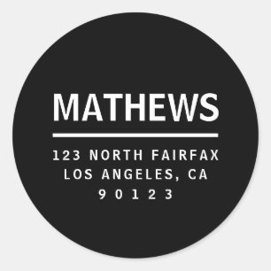 Zwart-wit   Modern adres voor retournering Ronde Sticker