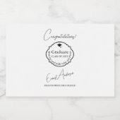 Zwart Wit Modern Afstudeerder Gefeliciteerd Afstud Likeurfles Etiket (Enkel label)