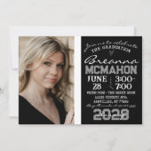 Zwart & Wit Modern Afstuderen Fotouitnodiging Kaart (Voorkant)