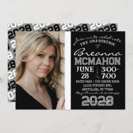 Zwart & Wit Modern Afstuderen Fotouitnodiging Kaart