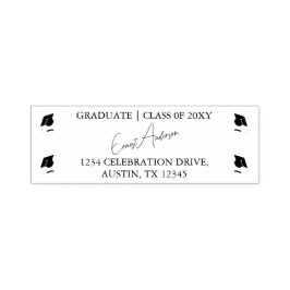 Zwart-wit Modern Afstuderen Retouradres Zelfinktende Stempel