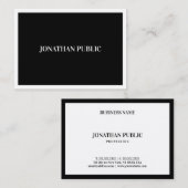 Zwart-wit modern B&W-legant minimalistisch Visitekaartje (Voorkant / Achterkant)