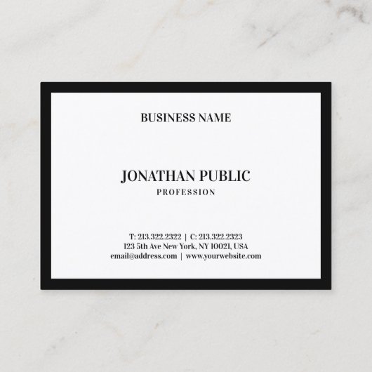 Zwart-wit modern B&W-legant minimalistisch Visitekaartje (Achterkant)
