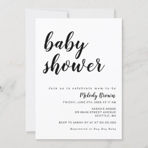 Zwart-wit Modern Baby shower Kaart