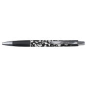 Zwart Wit Modern Bloem Bladeren Waaien Pen (Achterkant)