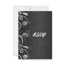 Zwart-wit modern bloemen bruiloft RSVP antwoord