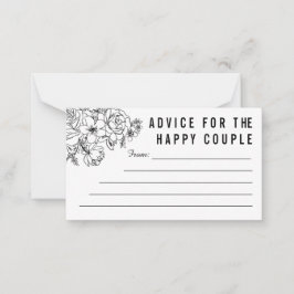 Zwart-wit modern bloemen-huwelijksadvieskaart advieskaart