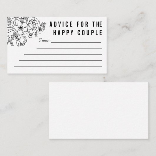Zwart-wit modern bloemige huwelijksadvieskaart advieskaart (Voorkant / Achterkant)