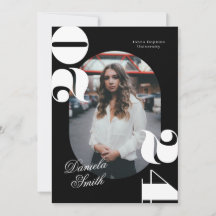 Zwart & Wit Modern Bold Klasse van 2024 Afstuderen