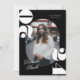 Zwart & Wit Modern Bold Klasse van 2024 Afstuderen Kaart
