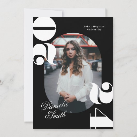 Zwart & Wit Modern Bold Klasse van 2024 Afstuderen Kaart (Voorkant)