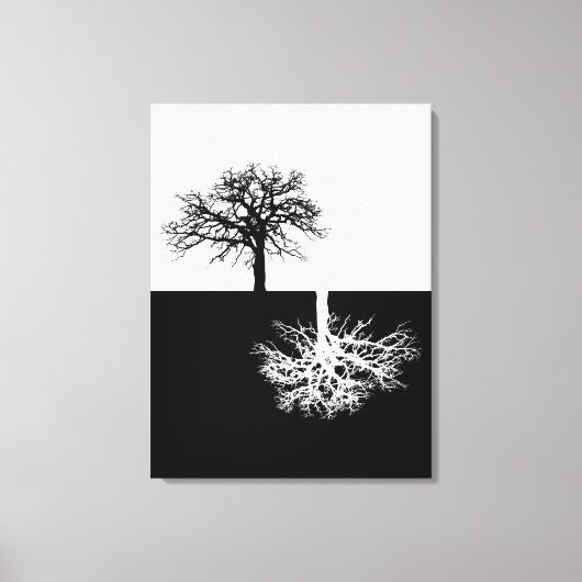 Zwart-wit modern boomkunstcanvas canvas afdruk (Voorkant)
