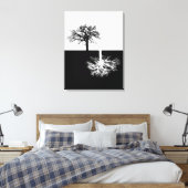 Zwart-wit modern boomkunstcanvas canvas afdruk (Insitu (Slaapkamer))
