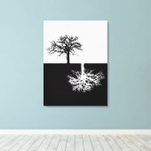 Zwart-wit modern boomkunstcanvas canvas afdruk (Insitu (Houten vloer))