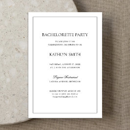 Zwart-wit Modern Border Bachelorette Party Kaart