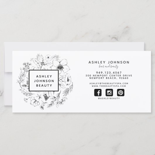 Zwart-wit modern botanisch cadeaucertificaat (Achterkant)