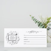 Zwart-wit modern botanisch cadeaucertificaat (Staand voorkant)