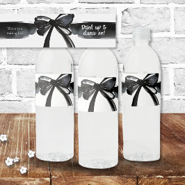 Zwart-wit Modern Bow Water waar je op wacht? Waterfles Etiket