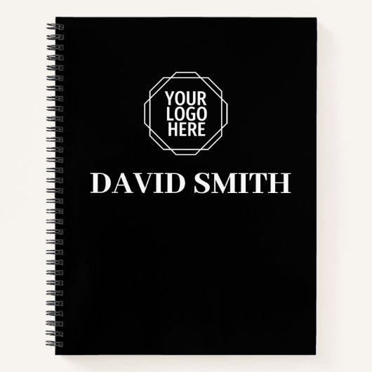 Zwart-wit Modern Business Notitieboek (Voorkant)