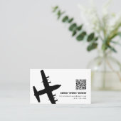Zwart-wit Modern C-130 Vliegtuig Visitekaartje (Staand voorkant)
