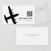 Zwart-wit Modern C-130 Vliegtuig Visitekaartje (Voorkant / Achterkant)