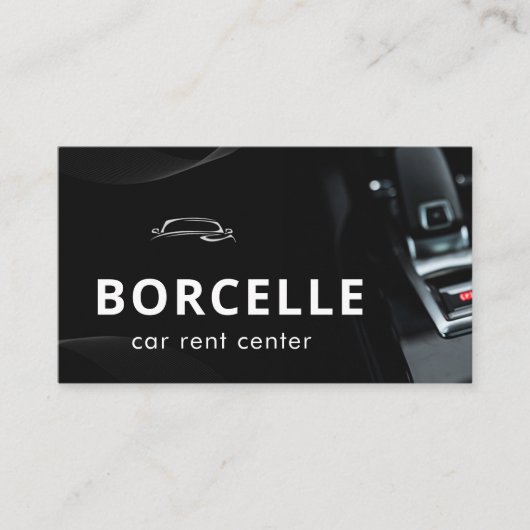 Zwart Wit Modern Car Rent Visitekaartje (Voorkant)