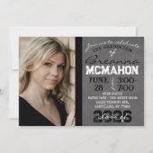 Zwart & Wit Modern Chalkboard Afstuderen Kaart (Voorkant)