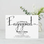 Zwart-wit Modern Chic Verloving Douche Party Kaart (Staand voorkant)