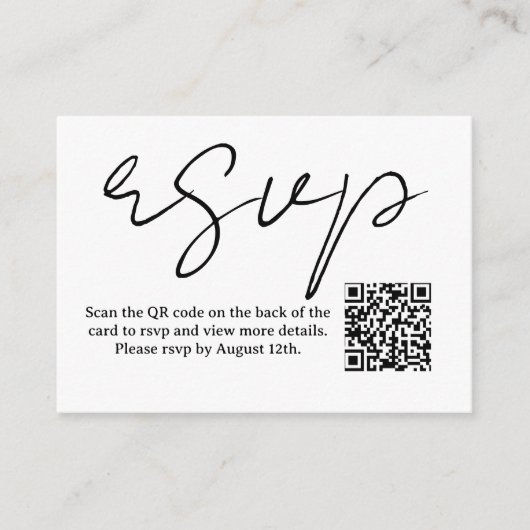 Zwart-wit Modern Chique rsvp Informatiekaartje (Voorkant)