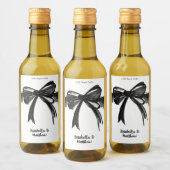 Zwart-wit Modern Chique Schattige Bow bruiloft gun Wijn Etiket (Flessen)