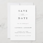 Zwart-wit Modern Classic Save the Date Kaart (Voorkant)