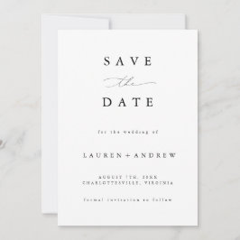 Zwart-wit Modern Classic Save the Date Kaart