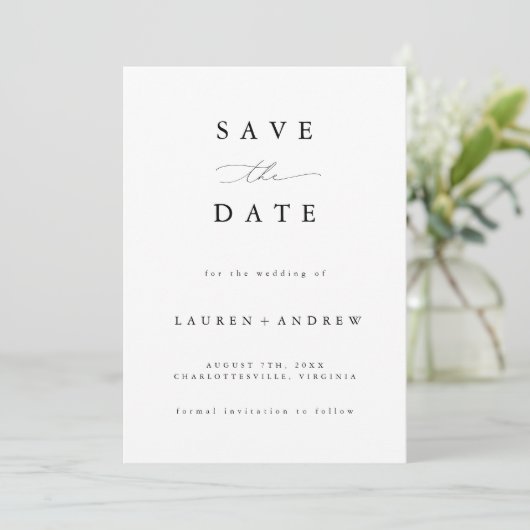 Zwart-wit Modern Classic Save the Date Kaart (Staand voorkant)