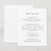 Zwart & Wit Modern Classic Wedding Details Informatiekaartje (Voorkant / Achterkant)