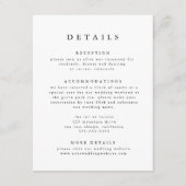 Zwart & Wit Modern Classic Wedding Details Informatiekaartje (Voorkant)