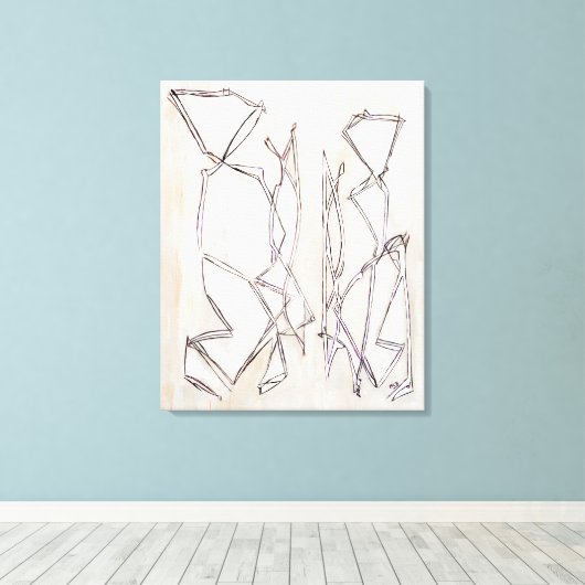 Zwart-wit modern Contemparaat Abstract Couple Canvas Afdruk (Insitu (Houten vloer))