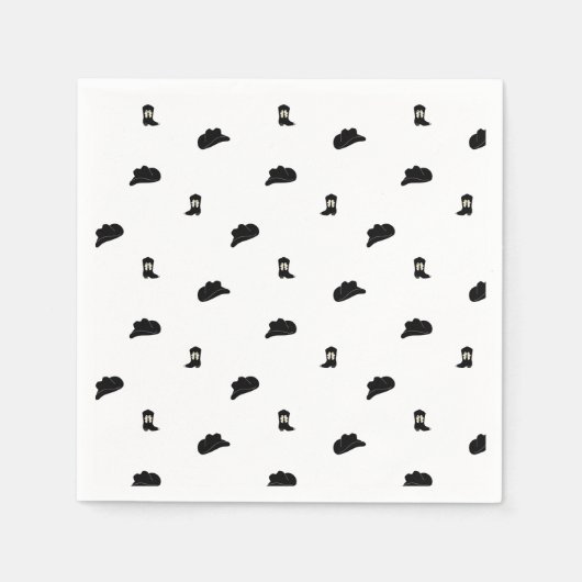 Zwart-wit Modern Cowboy Rodeo Patroon Servet (Voorkant)