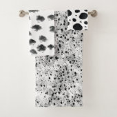 Zwart Wit Modern Dalmatische Vlekken Dierlijk Patr Bad Handdoek (Insitu)