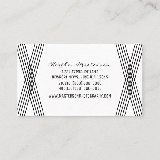 Zwart-wit modern deco-Visitekaartje Visitekaartje (Achterkant)