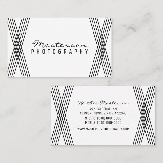 Zwart-wit modern deco-Visitekaartje Visitekaartje (Voorkant / Achterkant)