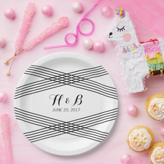 Zwart wit modern decodepapier Borden Papieren Bordje (Feest)