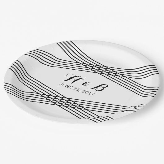 Zwart wit modern decodepapier Borden Papieren Bordje (Gekanteld)