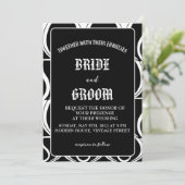 Zwart-wit modern  decohuwelijk kaart (Staand voorkant)