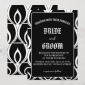 Zwart-wit modern  decohuwelijk kaart (Voorkant / Achterkant)
