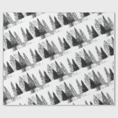 Zwart & Wit Modern dennenbos Cadeaupapier (Vlak)