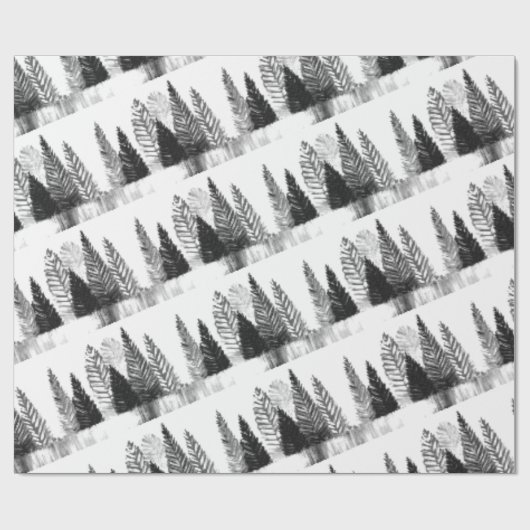 Zwart & Wit Modern dennenbos Cadeaupapier (Vlak)